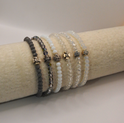 Beaded Faith Bracelet – Assorted Colors with Cross or Icon