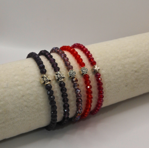 Beaded Faith Bracelet – Assorted Colors with Cross or Icon