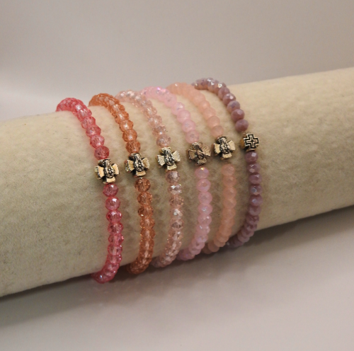 Beaded Faith Bracelet – Assorted Colors with Cross or Icon