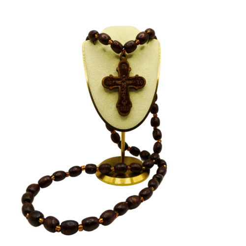 Alternative view of Wooden Prayer Beads with Orthodox Cross – Dark Brown