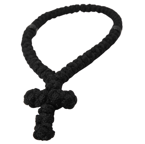 Black Prayer Rope with Cross – 50 Knots