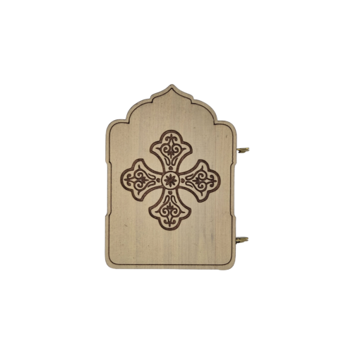 Alternative view of Wooden diptych with relief – Jesus & Mary