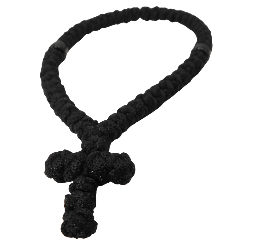 Black 50-knot Orthodox prayer rope with cross