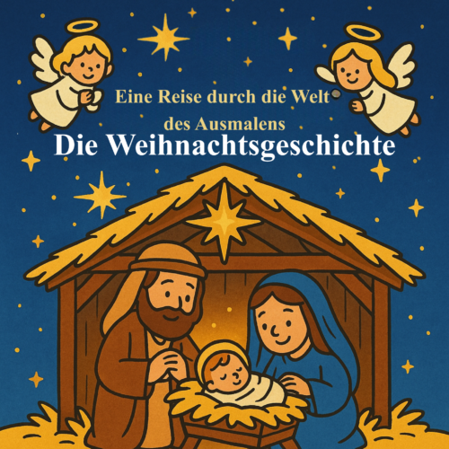 Cover of German Christian colouring book about the Christmas story