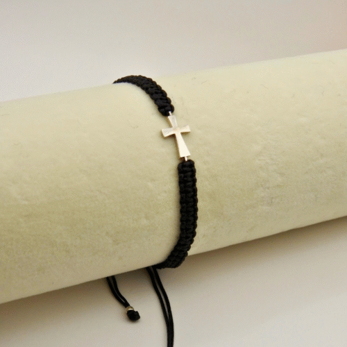 Hand braided bracelet with 925 silver cross - Beth Maryam
