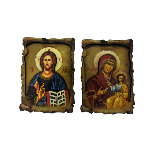 Religious icon magnet featuring Jesus Christ or Mother Mary with Child Jesus
