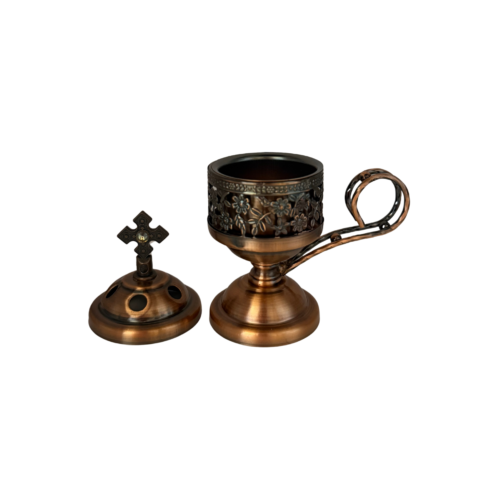 Alternative view of Incense burner 06: Antique Copper with Cross
