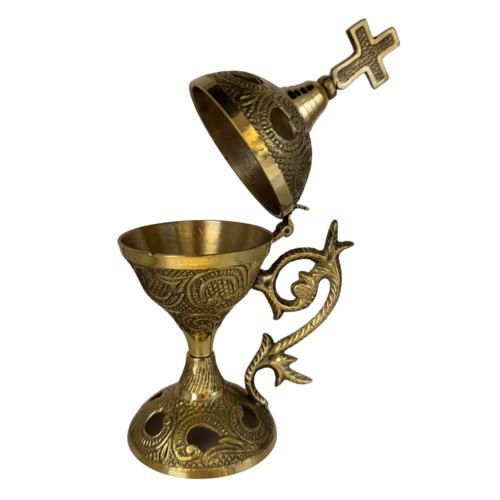 Alternative view of Incense burner 07: Antique Gold with Cross